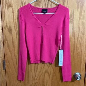 Lumiere Pink Twist-front Sweater